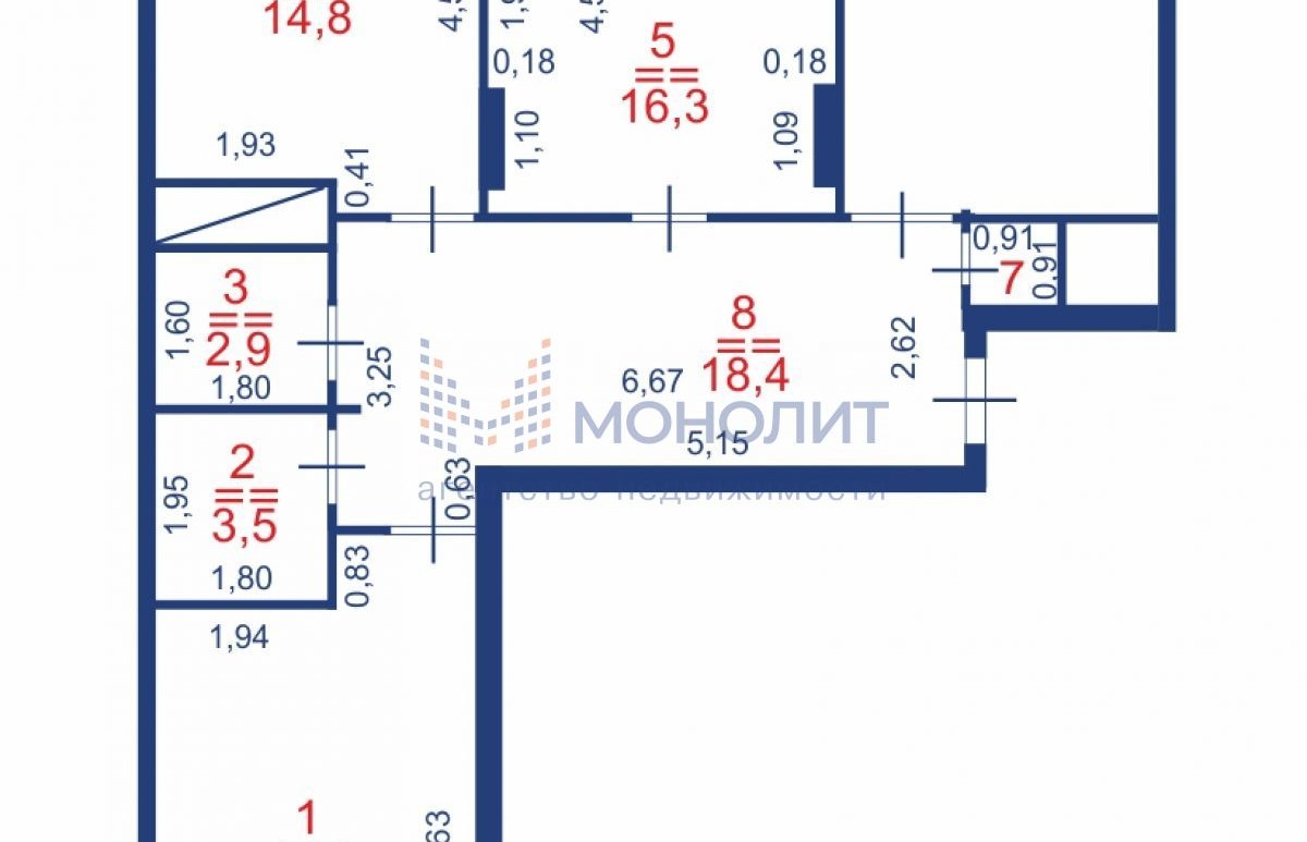 3-комнатная квартира, 107.8 м² – г. Нижний Новгород, р-н Нижегородский, ул.  Подновье сл, Лысогорская, 89корп3. Код объекта: 540918